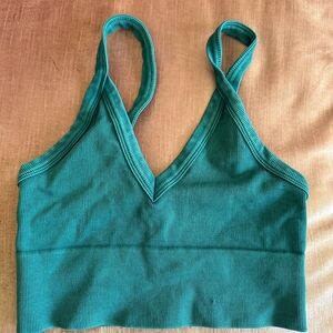 Green athletic crop top